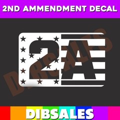 PRO 2nd Amendment Flag Decal, Available in Many Sizes and Colors, 2A Decal