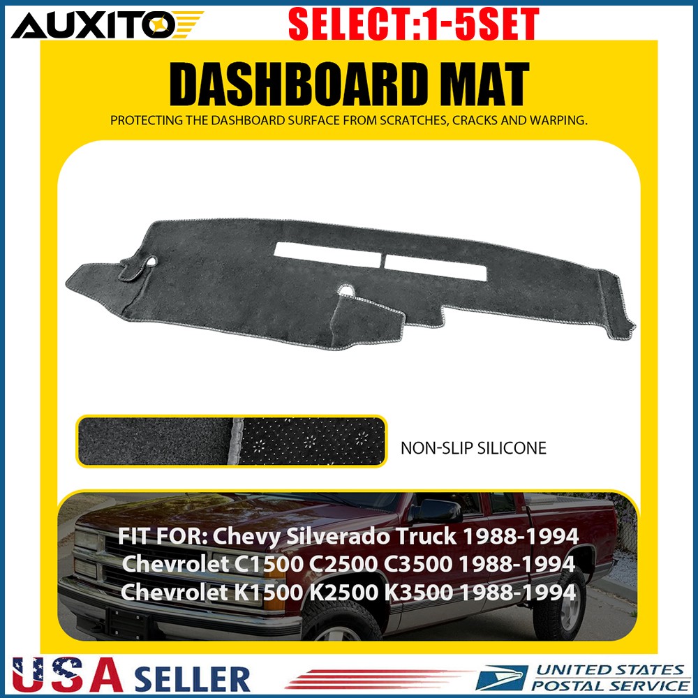 For Chevy C1500 C2500 C3500 K2500 1988-1994 Gray Dash Mat Dashboard Cover 1-5X