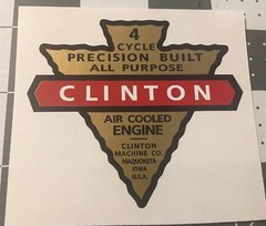 Clinton 4 Cycle engine decal reproduction Early Iowa; C2 Set 2