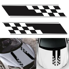 Car Body Side Plaid Graphic Racing Sports Long Stripes Self-Adhesive Trim Decals