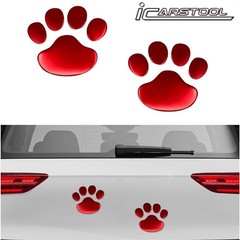 4 PCS 3D Red Dog Paw Car Decal Auto Bumper Window Laptops Decor Emblem Decal