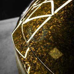 ESSMO PET Marble Forged Gloss Carbon Fiber Golden Yellow Car Vinyl Wrap Decal