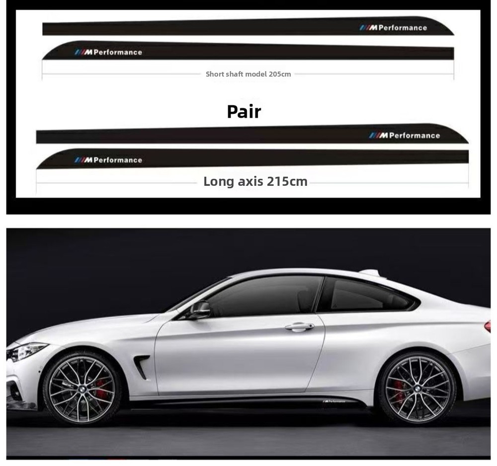 MATTE BLACK SIDE STICKER SKIRT DECALS FOR BMW1 2 3 4 5 SERIES X5X6 M PERFORMANCE