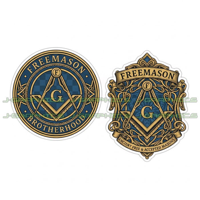 Freemason Masonic Mason Vinyl Decal Sticker 2 Pack D