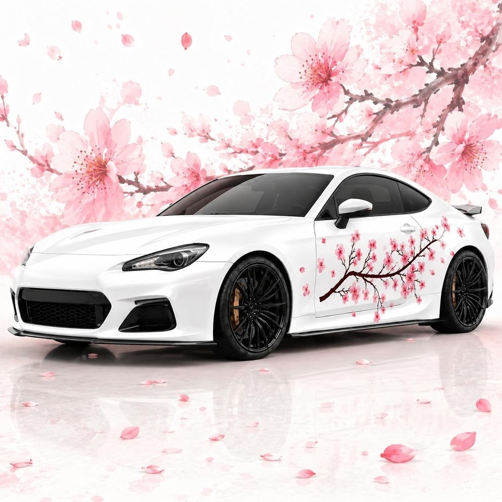 2PCS Sakura Cherry Blossom Car Livery, Japanese Theme Side Car Vinyl Livery, …