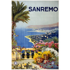 Sanremo Sticker 4″ Travel Tourist Visit Retro Vintage Style Italy Italian