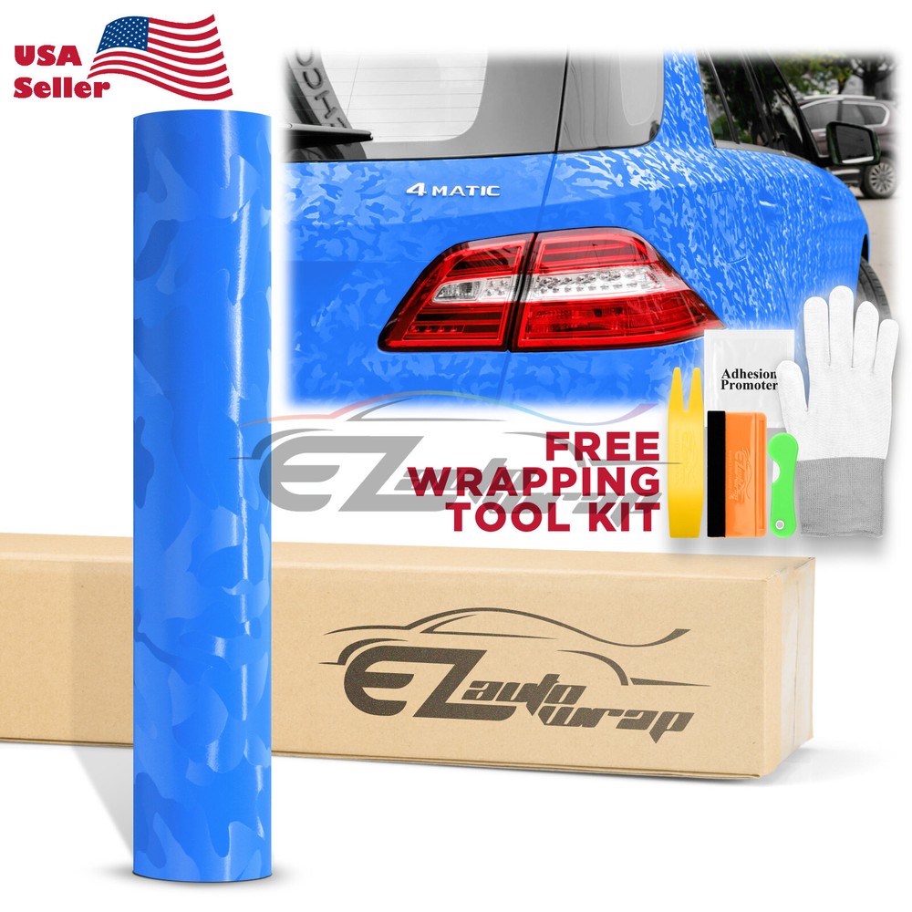 Camouflage Shadow Sky Blue Camo Pattern Car Vinyl Wrap Decal Sticker Sheet Film