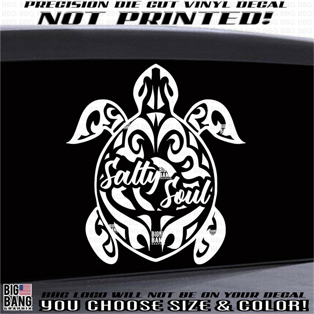 Beach Life Turtle Vinyl Decal Sticker Salty Soul Car Truck Boat Window Die Cut