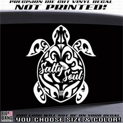 Salty Soul Vinyl Decal Sticker Beach Life Tribal Turtle Salt Water Boat Fishing