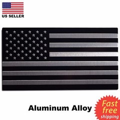 (4 PACK) ALUMINUM US Flag Sticker 3D Emblem Decal Patriotic Car Bike 3.15″x1.75″