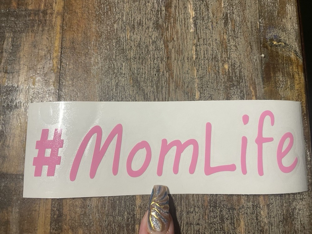#Momlife Permanent Vinyl Decal Sticker Pink Waterproof Car Window Bumper