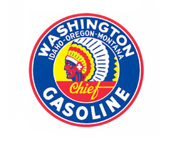 VINTAGE WASHINGTON CHIEF GASOLINE GAS PUMP Motor Oil CAR TRUCK STICKER DECAL