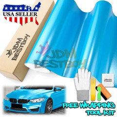 Premium Matte Metallic Satin Pearl Azure Blue Vinyl Car Wrap Sticker Decal Film
