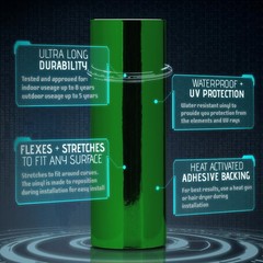 Supercast Flex Stretch Mirror Chrome Vinyl Wrap Sticker Roll Air Release – Green