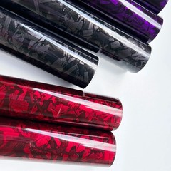 High Glossy Forged Carbon Fiber Vinyl Wrap Film Black Red Car Body Decal Sticker