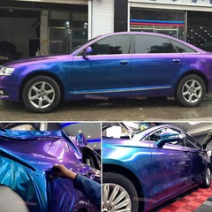 Air Free Chameleon Glitter Satin Chrome Pearl Metal Vinyl Wrap Car Sticker HDUS