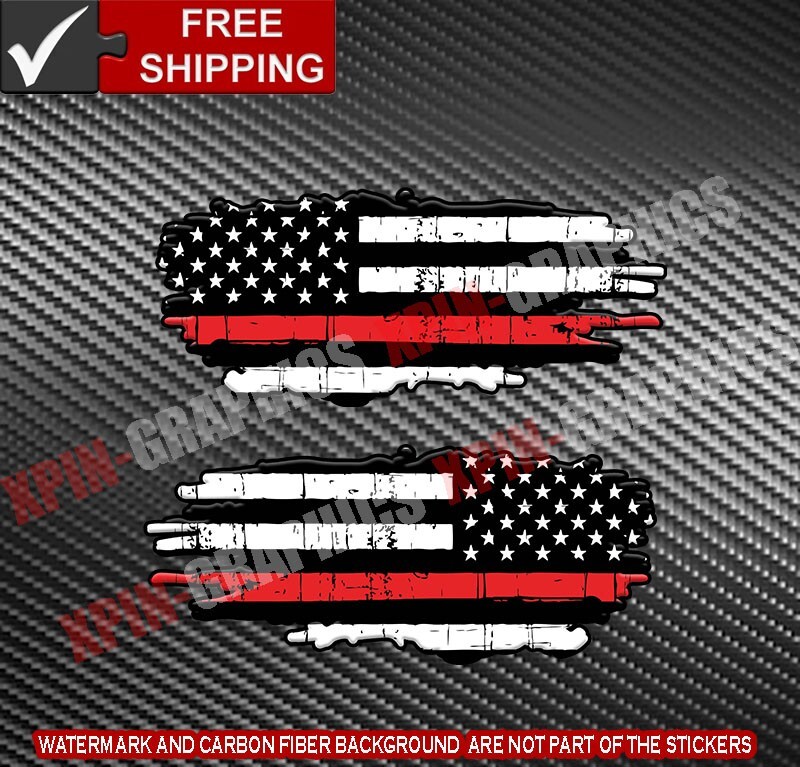 Red Lives Matter Firefighter L/R American Thin Red Line USA Flag Decal Sticker A