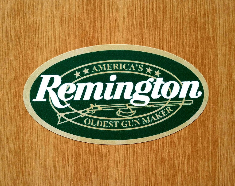 2 (TWO) REMINGTON RIFLE 3.5 X 1.75″ THICK VINYL DECAL STICKERS & FREE USA FLAG