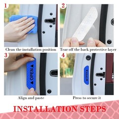 4Pcs Blue Reflective Door Open Warning Stickers Fits Car