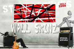 Guitar Skin Axe Wrap Hard Rock Metal Guitar God Red Black White Stripes V3