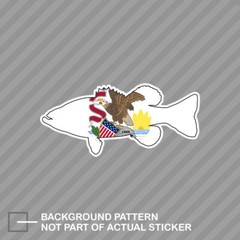 Illinois State Flag Bass Sticker Decal Vinyl largemouth sport fishing fish IL