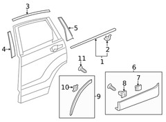 12′-16′ HONDA CR-V LH Rear Door Center Pillar Garnish