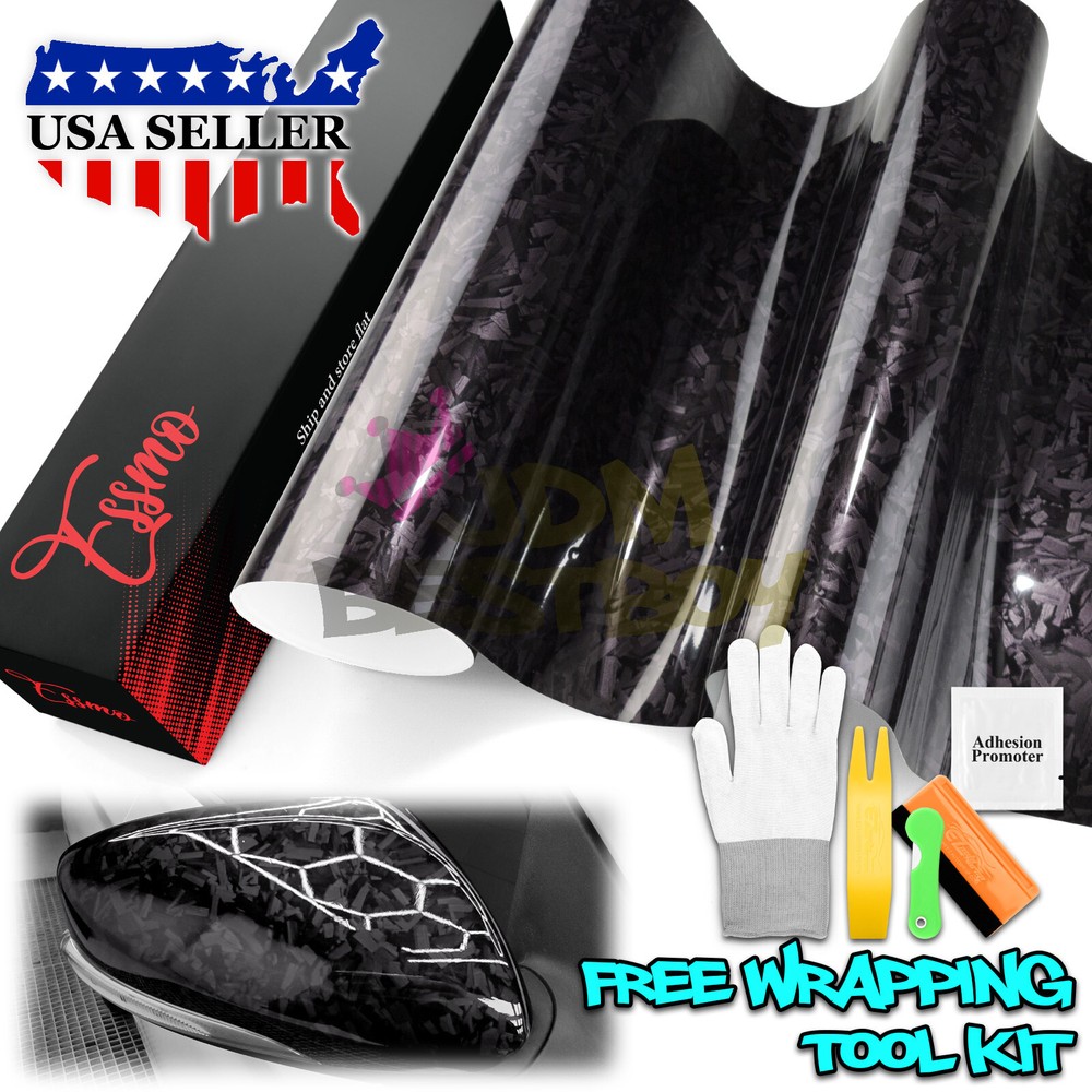 ESSMO PET Marble Forged Gloss Carbon Fiber Black Car Vehicle Vinyl Wrap Decal