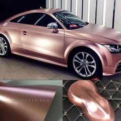 65FT x 5FT Metallic Satin Pearl Chrome Vinyl Wrap Whole Car Sticker Rose Gold