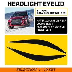 2-20X Piano Black Headlight Eyelid Eyebrow Cover Trim For Infiniti Q50 2014-2021