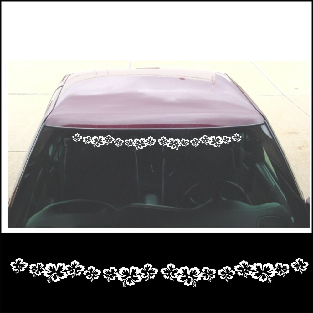 Windshield Decal Sticker Hawaii Hibiscus Tropical Exotic Aloha Flower Car Truck