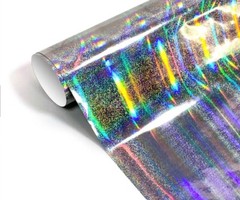 Glossy Silver Metallic Glitter Holographic Rainbow Vinyl Car Wrap Sticker Film