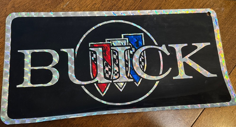 1970’s BUICKBVintage License Plate Size Iridescent Decal/Great Front Plate Cover