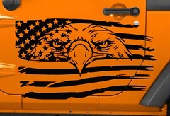 Eagle USA Flag Hood Door Vinyl Decal Racing Stripes (Fits Jeep Cars Trucks)