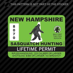 New Hampshire Sasquatch Hunting Permit Sticker Vinyl Bigfoot 13igfo0T NH