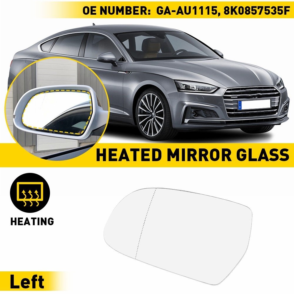 1/2Set Mirror Glass Heated w/ Backing Driver Left Side 8K0857535F for Audi A5 Qu