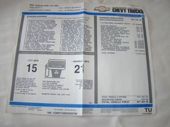 2002 Chevrolet Trailblazer LTZ 4 WD Original Factory Window Sticker