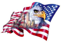 Firefighter Eagle Flag Decal NYC, 1 SET, 5.5″ wide X 3.75 high #EF34