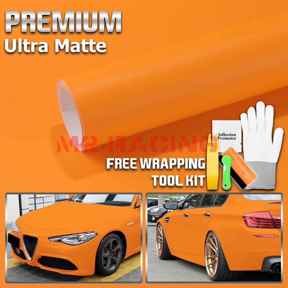 Premium Ultra Matte Flat Flame Orange Auto Vinyl Wrap Sticker Decal Sheet Film