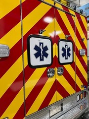Ambulance Rear Window Perforated Decals Pair 16.25″ Star of Life Window Perf