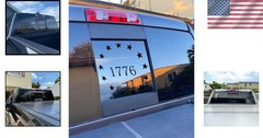 American flag truck decal for Dodge Ram rear middle window 2009-2023 matte bl…