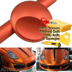 360″x60″ Satin Matte Chrome Metallic Orange Vinyl Film Wrap Bubble Free 30ftx5ft