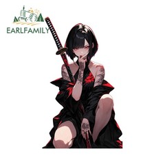 EARLFAMILY 5.1″ Samurai Girl Car Stickers Creative Waterproof VAN SUV JDM Decals