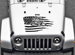 DON’T TREAD ON ME USA Flag Rattle Snake Hood/Door vinyl Decal Fits Jeep Wrangler