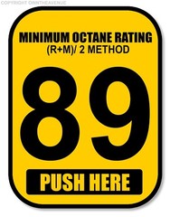 89 Octane Gas Pump Button Label Vinyl Sticker Gasoline Petrol Decal 2×2.5 Inch