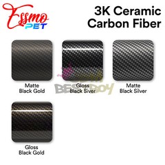 ESSMO PET 3K Ceramic Like Real Carbon Fiber Matte Black Silver Vinyl Wrap Decal