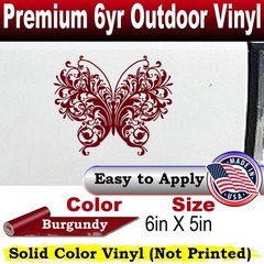 Swirl Butterfly Car or Truck Window Laptop Decal Sticker Burgundy 6X5