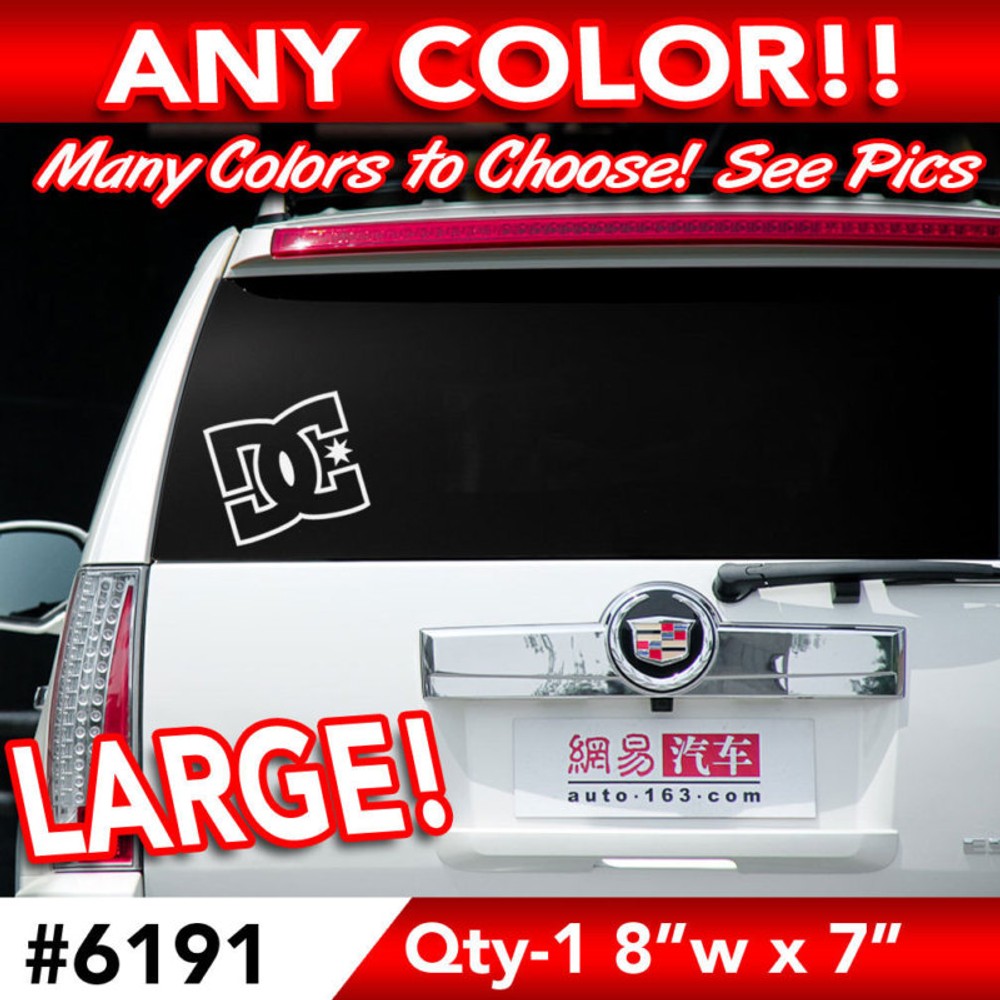 DC SHOES OUTLINE LARGE WALL AUTO DECAL STICKER 8″wx7h