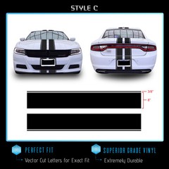 For 2015+ Charger Full Body Racing Stripes Graphic Decal Overlay – Gloss Vinyl