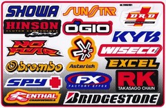 Set of 6 Multicolor Racing Stickers by Biker for Car, Metal, Plastic, Clear