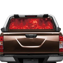 Red Flaming Skull Sticker Rear Window Graphic Decor Decal For Car Truck SUV